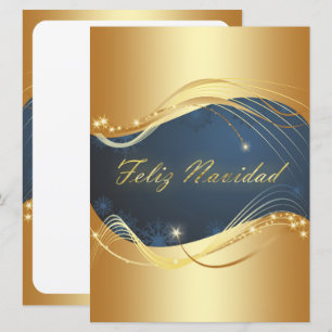 Cartes Pour Fêtes Annuelles Motif doré de Noël avec fond bleu