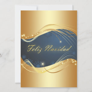 Cartes Pour Fêtes Annuelles Motif doré de Noël avec fond bleu