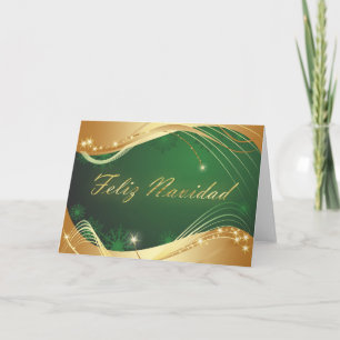 Cartes Pour Fêtes Annuelles Motif doré de Noël avec fond vert
