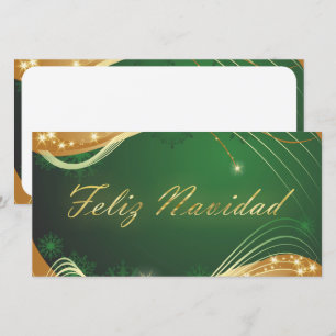 Cartes Pour Fêtes Annuelles Motif doré de Noël avec fond vert