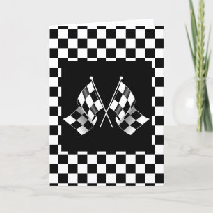 Cartes Pour Fêtes Annuelles Motif du drapeau cool noir et blanc À damiers