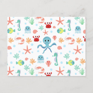 Cartes Pour Fêtes Annuelles Motif du monde marin