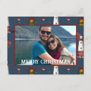 Cartes Pour Fêtes Annuelles Motif du phare côtier de Noël nautique
