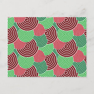 Cartes Pour Fêtes Annuelles Motif en spirale vert rouge de vacances de Noël