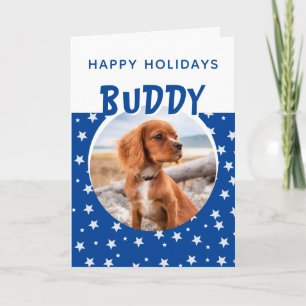 Cartes Pour Fêtes Annuelles Motif étoile bleue Photo de chiot Chien Animal de