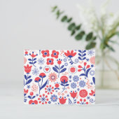 Cartes Pour Fêtes Annuelles Motif floral bleu et corail (Debout devant)