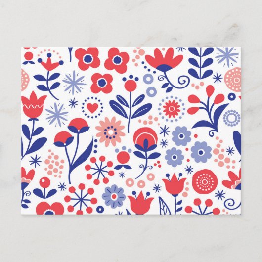 Cartes Pour Fêtes Annuelles Motif floral bleu et corail (Devant)