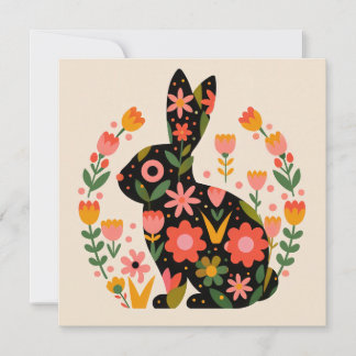 Cartes Pour Fêtes Annuelles Motif Floral Bunny de Pâques