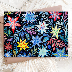 Cartes Pour Fêtes Annuelles Motif floral de Noël coloré d'hiver