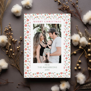 Cartes Pour Fêtes Annuelles Motif floral deux photo Joyeux Noël