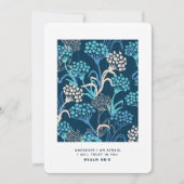 Cartes Pour Fêtes Annuelles Motif floral d'hortensia stylisé - Bleu élégant (Devant)