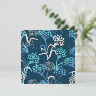 Cartes Pour Fêtes Annuelles Motif floral d'hortensia stylisé - Bleu élégant