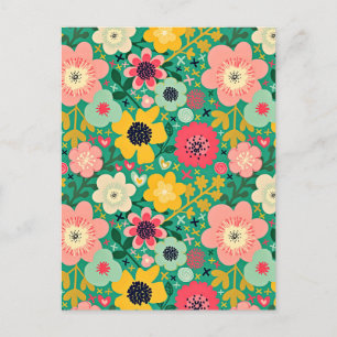 Cartes Pour Fêtes Annuelles Motif floral funky