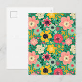 Cartes Pour Fêtes Annuelles Motif floral funky (Devant / Derrière)