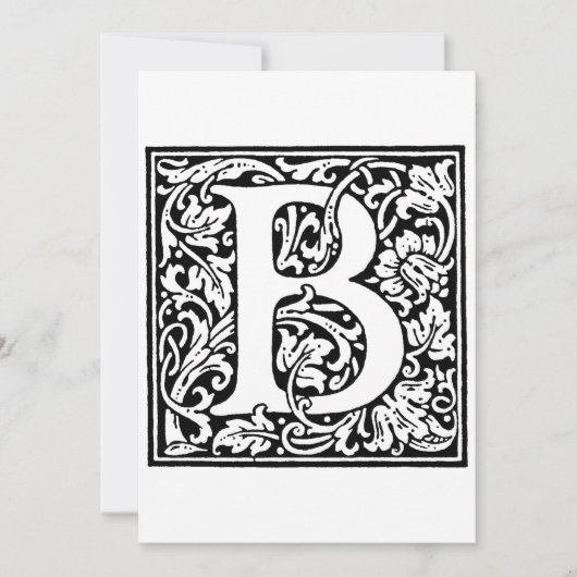 Cartes Pour Fêtes Annuelles Motif floral noir et blanc à monogramme B initial (Devant)