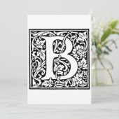 Cartes Pour Fêtes Annuelles Motif floral noir et blanc à monogramme B initial (Debout devant)