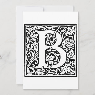 Cartes Pour Fêtes Annuelles Motif floral noir et blanc avec monogramme B initi