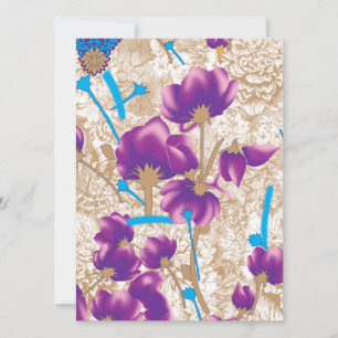 Cartes Pour Fêtes Annuelles Motif floral vif avec violet et bleu f
