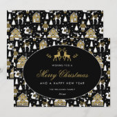 Cartes Pour Fêtes Annuelles Motif hivernal or et blanc (Devant / Derrière)