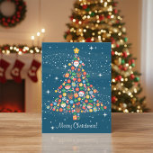 Cartes Pour Fêtes Annuelles Motif joyeux d'arbre de Noël en bleu