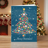 Cartes Pour Fêtes Annuelles Motif joyeux d'arbre de Noël en bleu