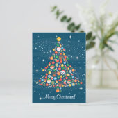 Cartes Pour Fêtes Annuelles Motif joyeux d'arbre de Noël en bleu (Debout devant)