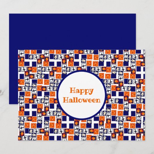 Cartes Pour Fêtes Annuelles motif ludique sur le thème d'Halloween (Devant / Derrière)