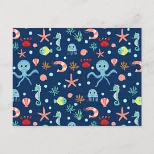 Cartes Pour Fêtes Annuelles Motif mignon de vie marine de l'océan