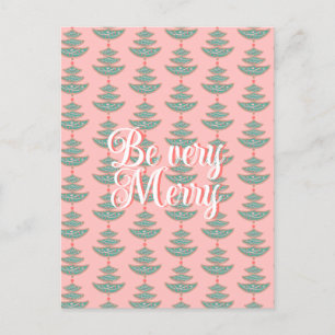 Cartes Pour Fêtes Annuelles Motif moderne vintage sapin de Noël sur pêche