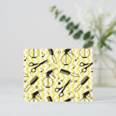 Cartes Pour Fêtes Annuelles Motif Outil de coiffeur jaune (Debout devant)