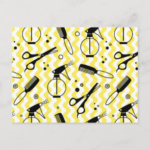 Cartes Pour Fêtes Annuelles Motif Outil de coiffeur jaune