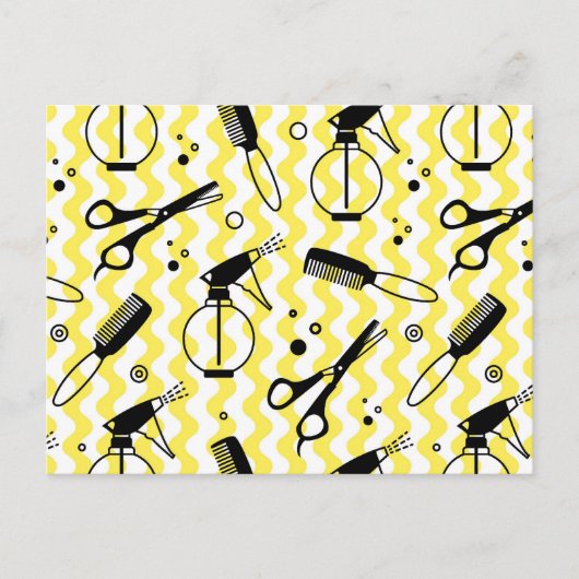 Cartes Pour Fêtes Annuelles Motif Outil de coiffeur jaune (Devant)