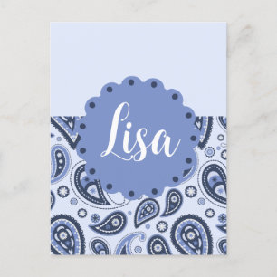 Cartes Pour Fêtes Annuelles Motif Paisley Bleu