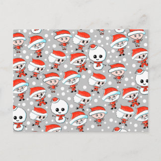 Cartes Pour Fêtes Annuelles Motif Père Noël de Noël et bonhomme de neige sur