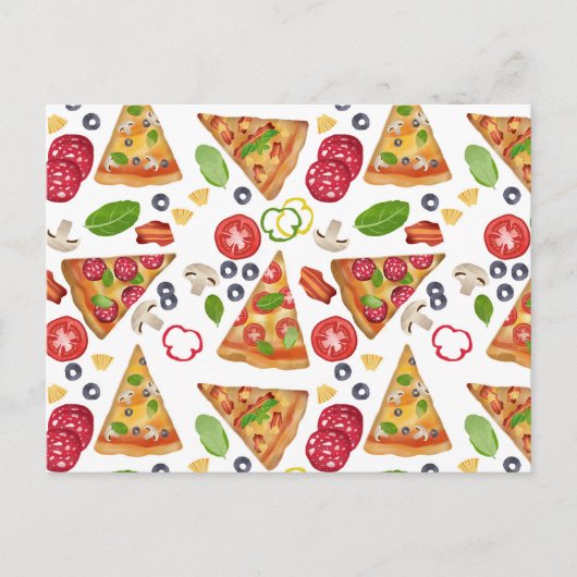 Cartes Pour Fêtes Annuelles Motif Pizza d'aquarelle (Devant)
