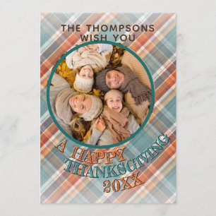 Cartes Pour Fêtes Annuelles Motif Plaid Thanksgiving personnalisé