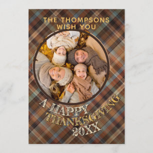 Cartes Pour Fêtes Annuelles Motif Plaid Thanksgiving personnalisé