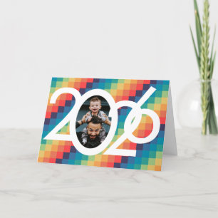 Cartes Pour Fêtes Annuelles Motif rétro carré photo Nouvel An 2023