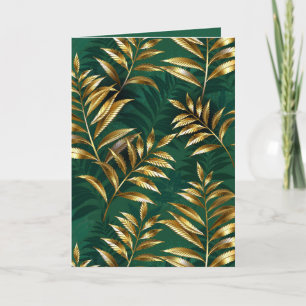 Cartes Pour Fêtes Annuelles Motif sans couture avec des fougères dorées