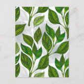 Cartes Pour Fêtes Annuelles Motif sans couture avec Feuilles de thé vert (Devant)