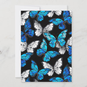 Cartes Pour Fêtes Annuelles Motif sans couture sombre avec papillons bleus Mor