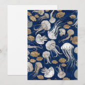 Cartes Pour Fêtes Annuelles Motif sous-marin de méduse (Devant / Derrière)