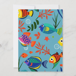 Cartes Pour Fêtes Annuelles Motif sous-marin de poissons tropicaux colorés
