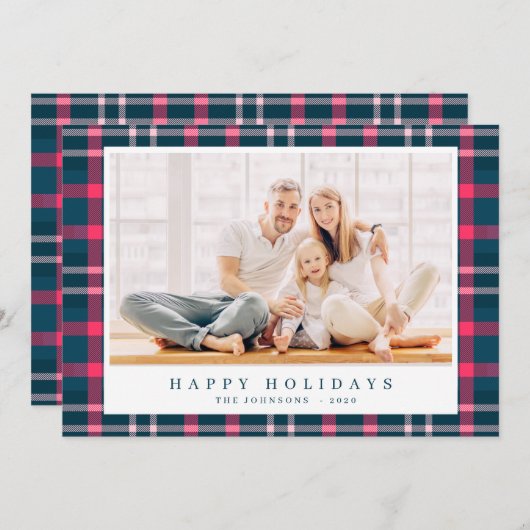 Cartes Pour Fêtes Annuelles Motif Tartan Plaid de Noël moderne (Devant / Derrière)