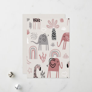 Cartes Pour Fêtes Annuelles Motif transparent coloré avec des éléphants mignon