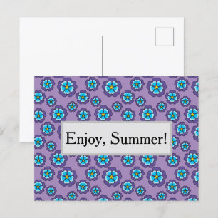 Cartes Pour Fêtes Annuelles Motif Violet Fleurs Bleues Personnaliser
