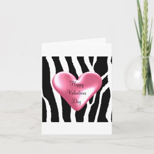 Cartes Pour Fêtes Annuelles Motif Zèbre avec Cœur de la Saint-Valentin (Devant)