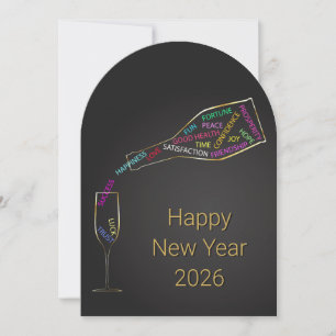 Cartes Pour Fêtes Annuelles Motivation de Bouteille Nouvel An 2026 Élégant d'E