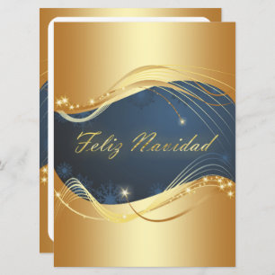 Cartes Pour Fêtes Annuelles Motivo dorado de Navidad con fondo azul