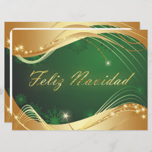 Cartes Pour Fêtes Annuelles Motivo dorado de Navidad con fondo verde